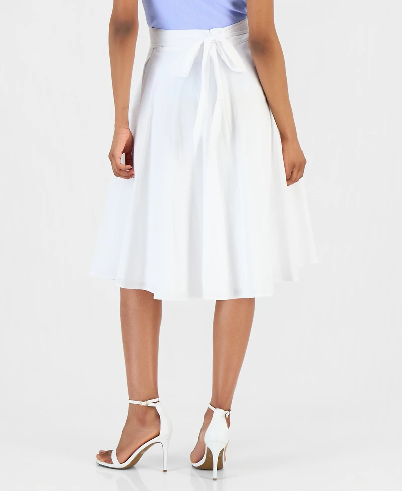 Tahari Asl Women's Cotton A-Line Midi Skirt