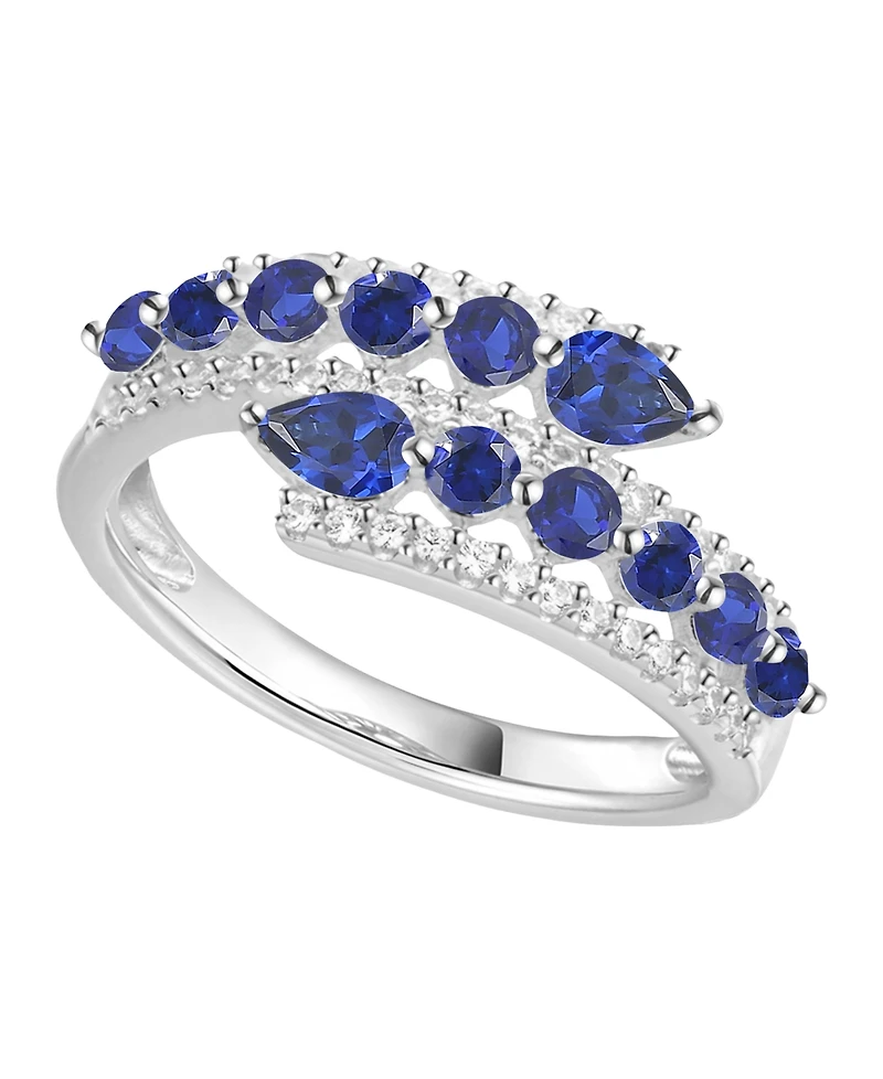 Macy's Lab-Grown Ruby (1-1/8 ct. t.w.) & White Sapphire (1/3 Ring 14k Gold Over Sterling Silver