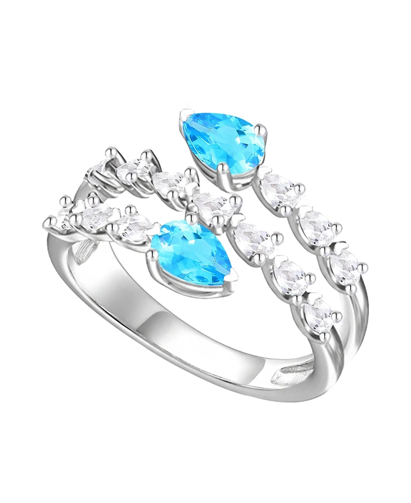 Macy's Blue Topaz (1 ct. t.w.) & Lab-Grown White Sapphire (2 Ring Sterling Silver (Also Available Multi-Stones)