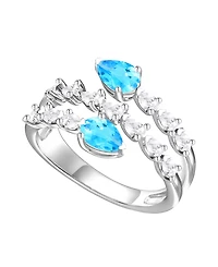 Macy's Blue Topaz (1 ct. t.w.) & Lab-Grown White Sapphire (2 Ring Sterling Silver (Also Available Multi-Stones)