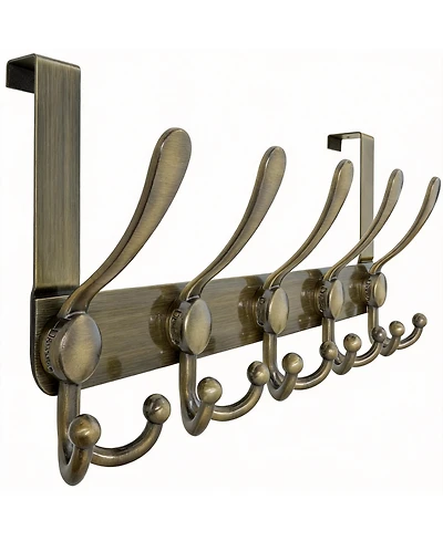 Yigii Stainless Steel Over-the-Door Hook Rack, 5 Hooks, Easy Assembly, Universal Fit