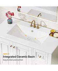 Tribesigns 36-Inch Bathroom Vanity with Ceramic Sink Combo, Freestanding Bathroom Storage Vanity Cabinet with 2 Doors & 4 Drawers And Undermount Sink