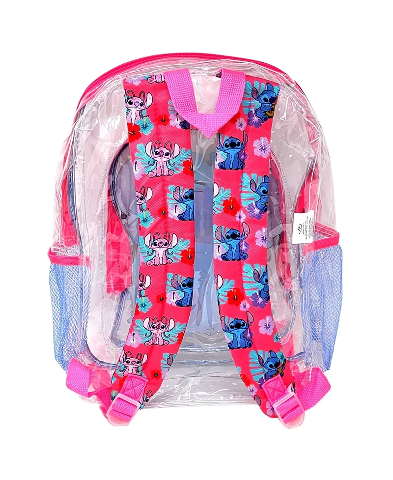 Disney Stitch Transparent Backpack Clear 16" Girls School Bag