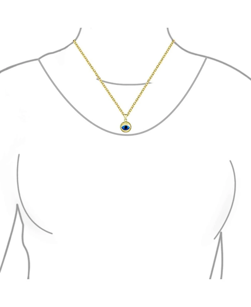 Bling Jewelry Turkish Spiritual Round 3D 14K Gold Evil Eye Necklace Pendant Charm Chain Not Included