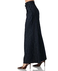 Ivonne Women's Striped Wide-Leg Trousers with Belt