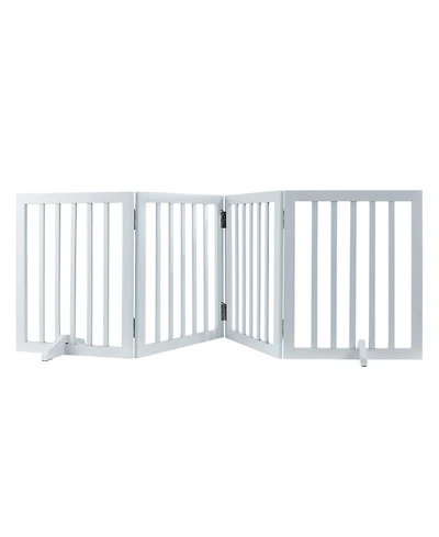 Aostirmotor Freestanding 4-Panel Pet Gate, 24"H, Expands to 80"W, White