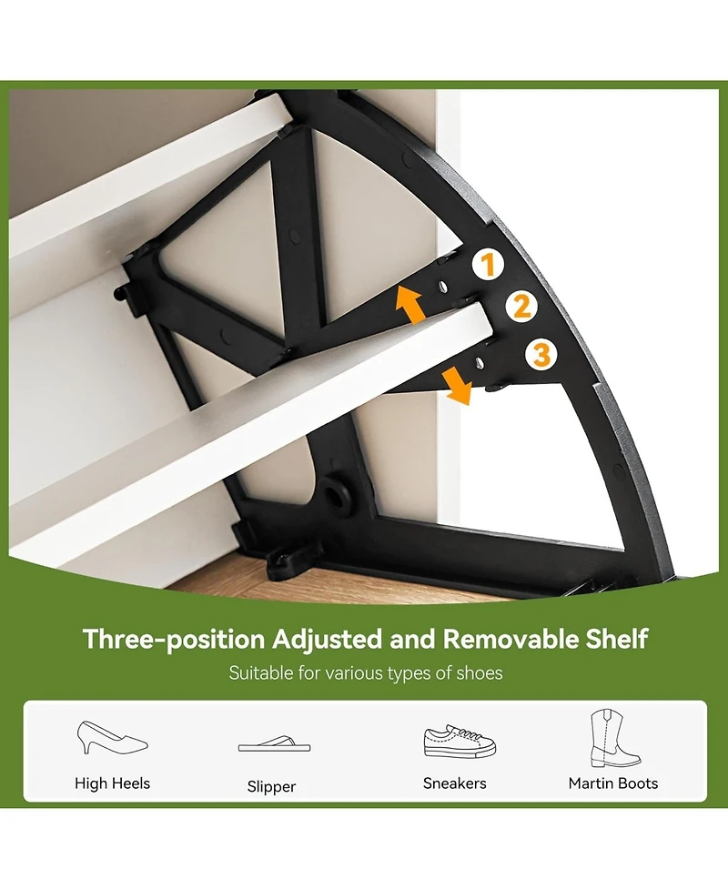 gaomon Rattan Shoe Storage Cabinet with 4 Flip Drawers, Freestanding Organizer Adjustable Shelves for Entryway, Narrow Rack Cabinet,