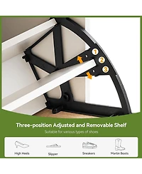 gaomon Rattan Shoe Storage Cabinet with 4 Flip Drawers, Freestanding Organizer Adjustable Shelves for Entryway, Narrow Rack Cabinet,