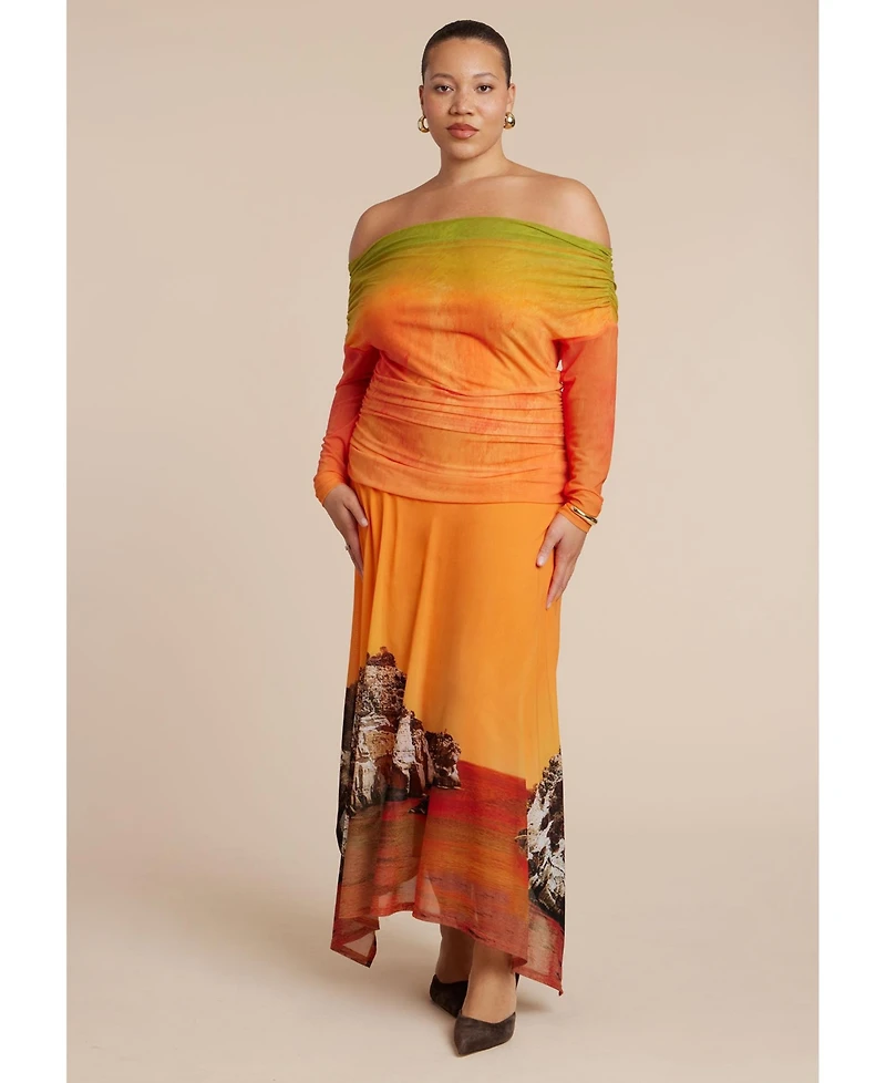 Eloquii Women's Plus Photo Real Mesh Dress