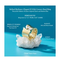 Genevive Elegant 14K Gold Plated Clear Cubic Zirconia Open Ring