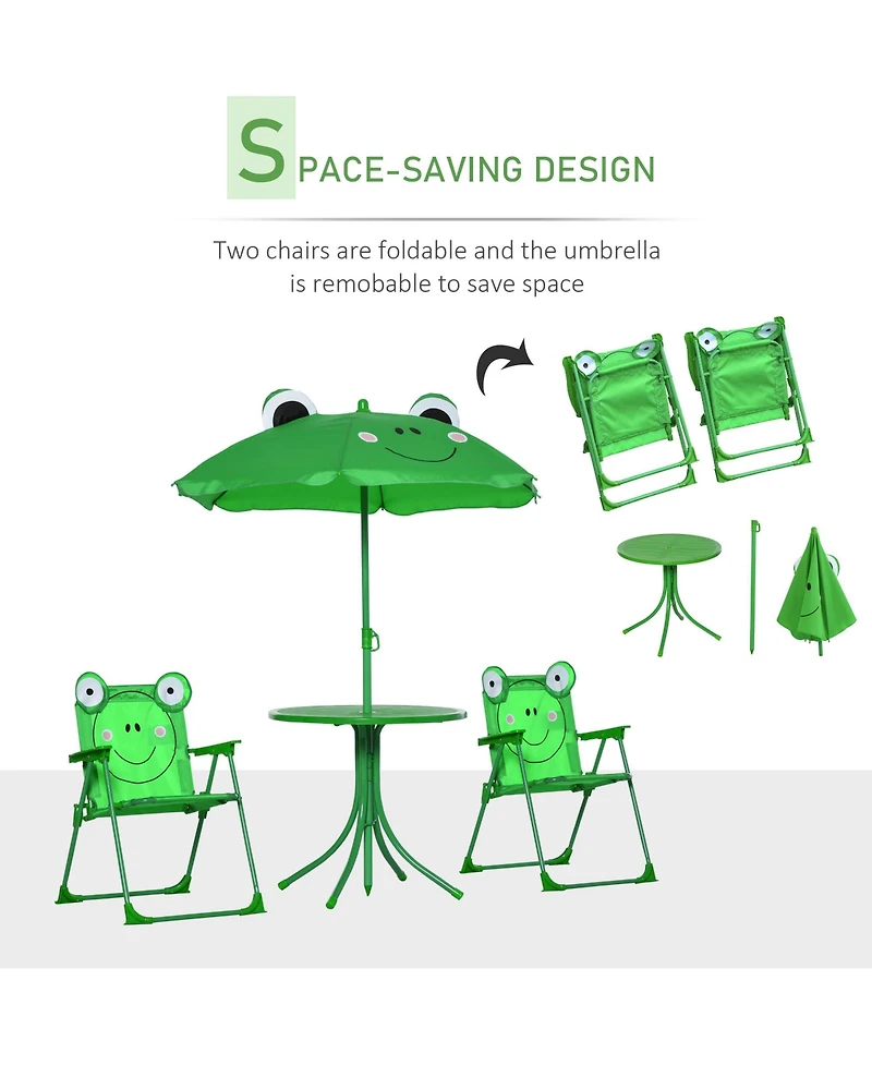 Hongge Folding Kids Picnic Table and Chair Set with Adjustable Umbrella