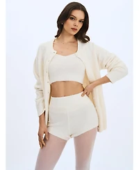 Miss Circle Women's Orla Wool-Blend Ribbed Knit Cardigan