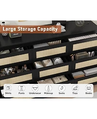 gaomon Rattan 9 Drawer Charging Station Dresser