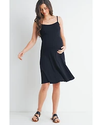 Hello Miz Women's Maternity Ribbed Empire Waist Scoop Neck Sleeveless Dress