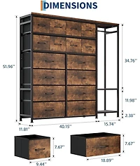 gaomon Large Clothes Storage Rack 16-Drawer & 2-Tier Shelves - Space Saving Freestanding Wardrobe for Small Bedroom/Apartment | No Assembly Needed