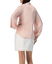 Ivonne Women's Straight Blouse with Mandarin Collar