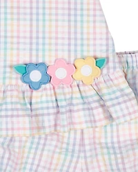 Florence Eiseman Baby Girl Plaid Seersucker Dress And Bloomer With Flowers