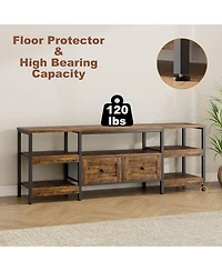 gaomon Industrial Tv Stand with 2 Drawers & Metal Frame, Vintage Style, Fit Up to 65 Inch TVs, Garage/Living Room