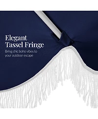 Best Choice Products 9ft Fringe Market Umbrella – Boho Patio Sunshade w/ Tilt, UPF50+, Steel Pole for Table, Pool, Deck