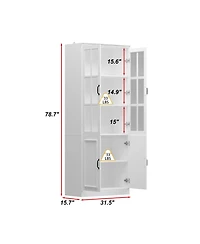 Famapy White Wooden 6 Shelves Standard Bookcase, Storage Cabinet