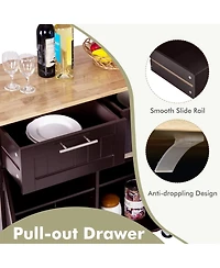 Kitchen Islands Rolling Island Cart Storage Trolley with Towel Rack and Drawer