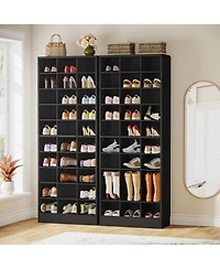 Tribesigns 10-Tier Wooden Shoe Storage Cabinet with 30 Cubbies, Freestanding Tall Rack Organizer
