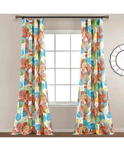 Lush Decor Layla Light Filtering Window Curtain Panels Pair 52"W x 84"L - Floral Curtains for Living Room - Cottage Core Bedroom Curtains