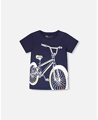 Deux par Toddler Boys ganic Cotton Jersey T-Shirt with Bike Print