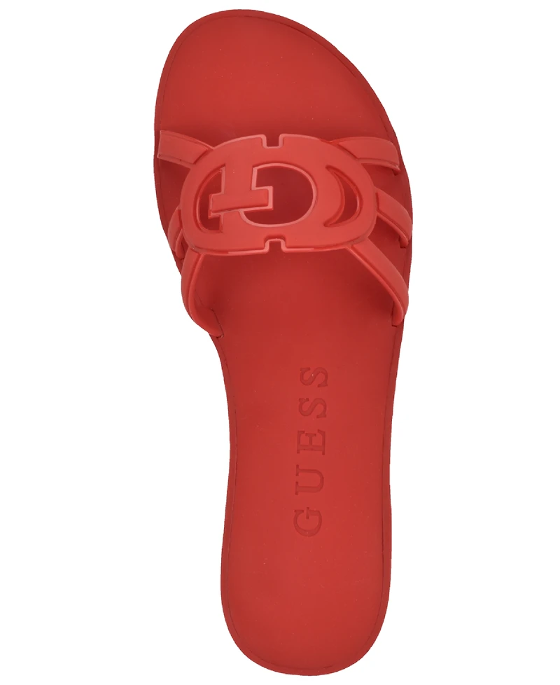Guess Women's Elyho Logo Cutout Flat Jelly Sandals