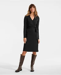 Lands' End Women's Cotton Modal Collared Wrap Dress