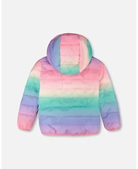 Deux par Big Girls Quilted Mid-Season Jacket Multicolor Gradient