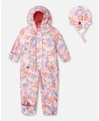Deux par Baby Girl Mid-Season One-Piece Outerwear with Hat Flower Print