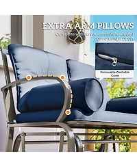 Outsunny Outdoor Rocking Loveseat, Patio Glider Bench, Cushions, Pillows,