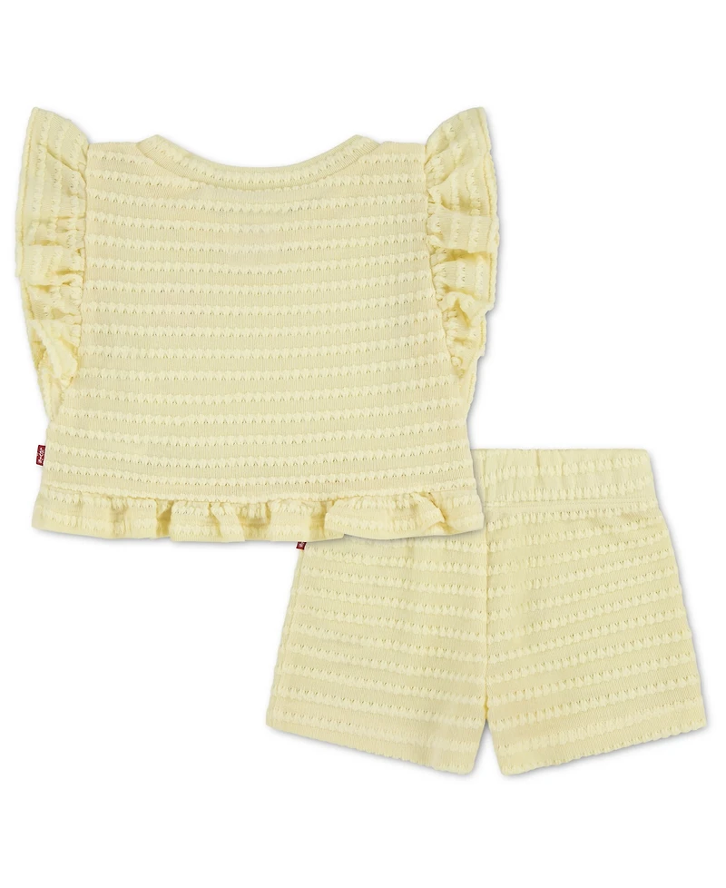 Levi's Baby Girls' Ruffle Top and Shorts, 2-Piece Set