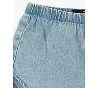 7 For All Mankind Baby Girls' Balloon Sleeve Top and Denim Shorts, 2-Piece Set