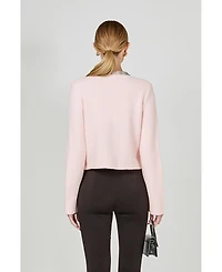 endless rose Women's Boucle Knit Jewel Trim Sweater Cardigan