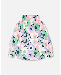 Deux par Toddler Girls Mid-Season Jacket Black Printed Flowers