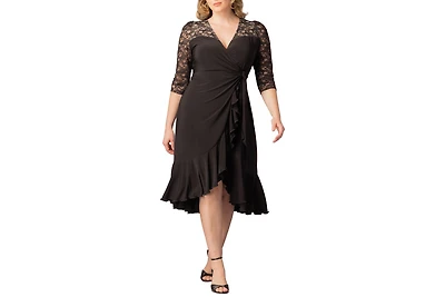 Kiyonna Plus Lavish Lace Wrap Dress