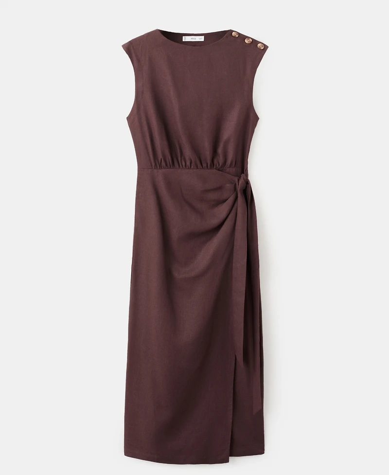 Mango Women's Linen Wrap Dress