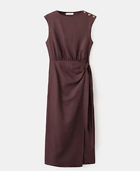 Mango Women's Linen Wrap Dress