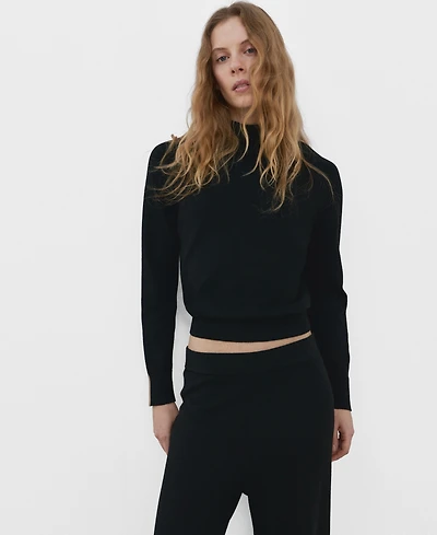 Mango Women's Contrasting Stripes and Perkins Collar Sweater