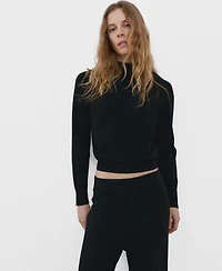 Mango Women's Contrasting Stripes and Perkins Collar Sweater