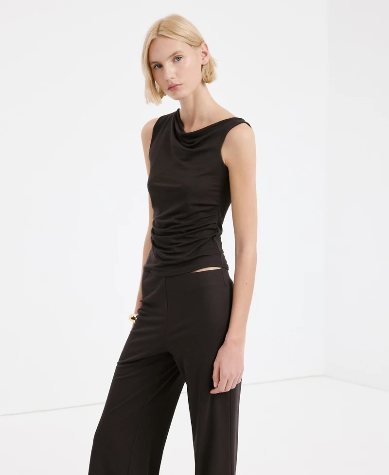 Mango Women's Elastic Waist Straight-Fit Pants