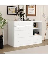 Changing Table Dresser, Baby Nursery Dresser with 5 Drawers and 2 Shelves, Baby Changing Table, Diaper Changing Station