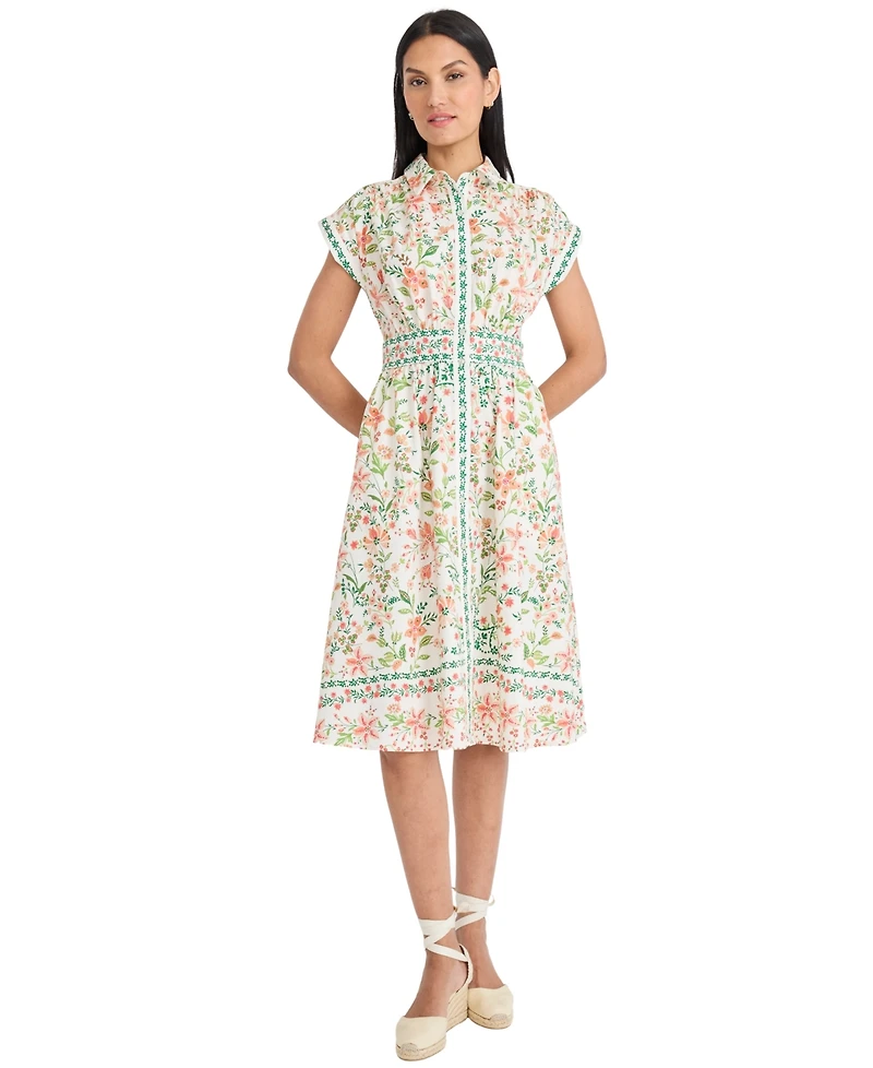 Maggy London Women's Collared Neck Midi Dress