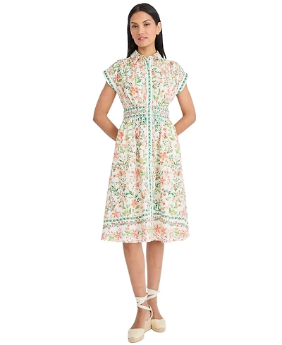 Maggy London Women's Collared Neck Midi Dress