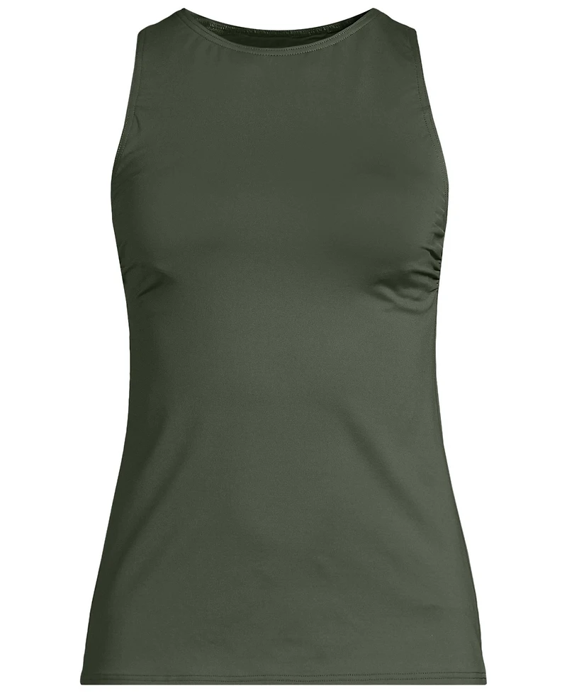 Lands' End Plus Ddd-Cup High Neck Upf 50 Modest Tankini Swimsuit Top