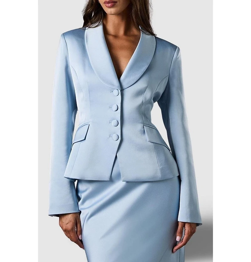 Coast Women's Satin Lapel Waisted Blazer