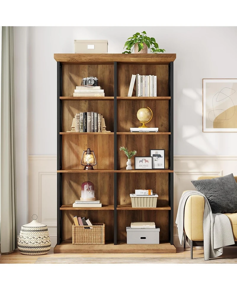Tribesigns 75 Inch Tall Bookcase, Double Wide Bookshelves and Bookcase, 6-Tier Industrial Book Shelf 6 Shelf Display Storage Shelves