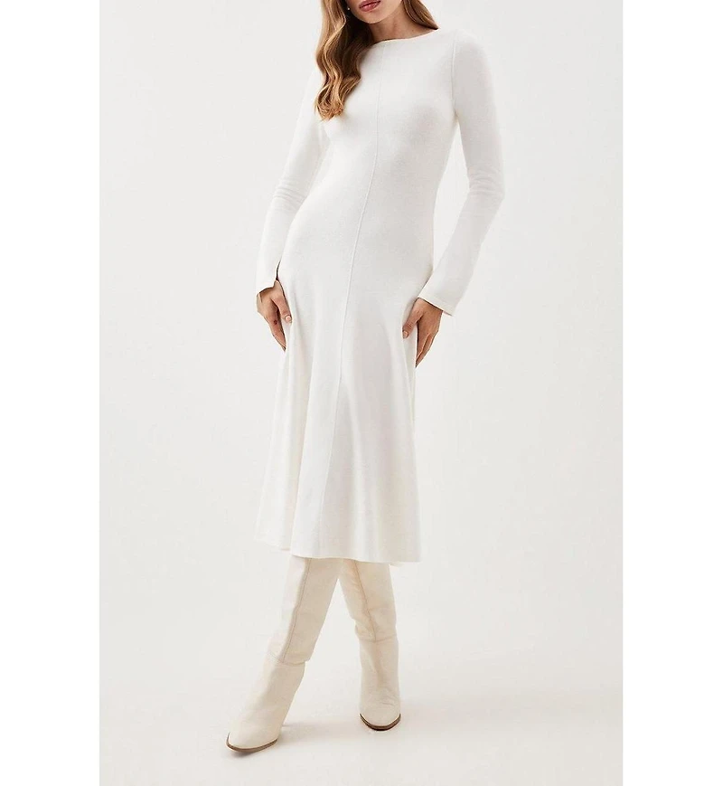Karen Millen Women's Knit Wool Look Full Skirt Midi Dress